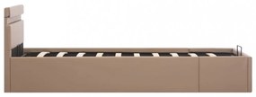 kávészínű műbőr LED-es hidraulikus ágykeret 90 x 200 cm