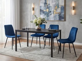 Étkező szett 1 + 4, fekete RAMOD asztal 100x60 cm + kék LAVA szék fekete lábakkal