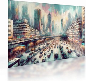 Üveg kép - Városi élet (70x50 cm)