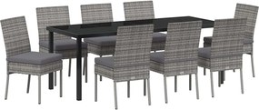 vidaXL Kert étkező szett 9 pcs Szürke Porszórt acél