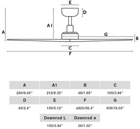 FARO 34284 - Mennyezeti ventilátor KLIM S fenyő/fekete átm. 92,5 cm + távirányító