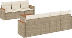 vidaXL 8 részes bézs polyrattan kerti ülőgarnitúra párnával