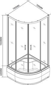 Spirit Deep 80x80 cm-es íves zuhanykabin, mélytálcával