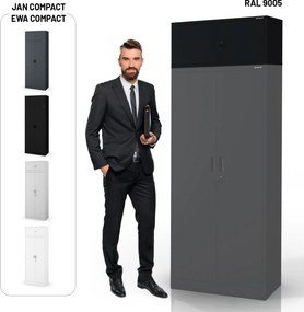 Felső szekrényelem EWA Compact öltözőszekrényhez – 800 x 380 x 400 mm, fekete