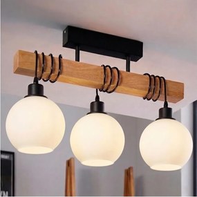 BRILAGI - Felületre szerelhető csillár WOOD GLASS 3xE27/60W/230V fenyő/fekete/fehér