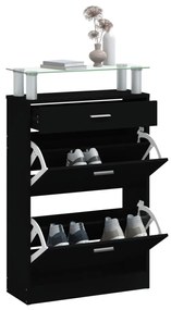 fekete szerelt fa cipőszekrény 63 x 24 x 104 cm