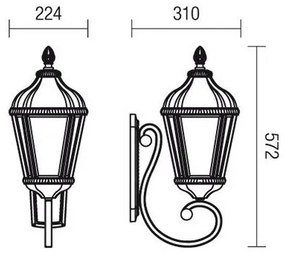 Redo 9656 - Kültéri fali lámpa ESSEN 1xE27/70W/230V IP44 barna/patina