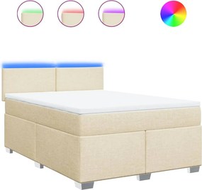 vidaXL krémszínű szövet rugós ágy matraccal 160 x 200 cm