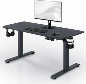 Elektromos íróasztal magasságállítással ergonomikus antracit,1400x700 mm: ARIA
