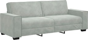 vidaXL 3 személyes világosszürke bársony kanapé 220x78x84 cm