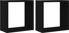 vidaXL 2 db fekete tölgyszínű szerelt fa fali kockapolc 30x15x30 cm