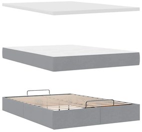 Ottomán ágy matraccal világosszürke 140x190 cm szövet