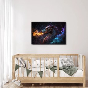 Kép - Lángokat köpködő sárkány (90x60 cm)
