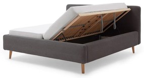 Szürke kárpitozott franciaágy tárolóhellyel ágyráccsal 180x200 cm Mattis Cord – Meise Möbel