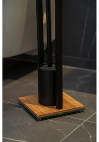 Fekete wc-papír tartó állvány bambusz talpazattal - Wenko