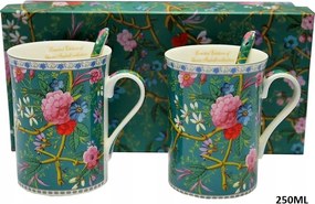 Bögrék kpl 2 db bögre virág bögre kanál két személyre