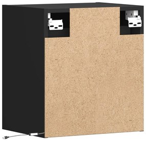 2 db fekete fali TV-szekrény LED-világítással 41x31x45 cm