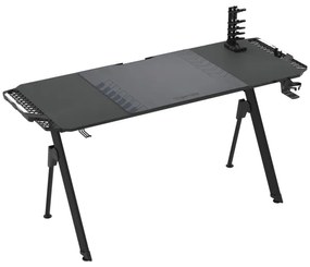 Gaming asztal FALCON LED RGB háttérvilágítással 156x60 cm fekete