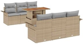 vidaXL Kerti Kanapé Szett párnával 7 pcs bézs és világosszürke
