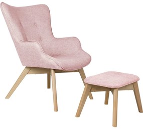 Világos rózsaszín fotel lábtartóval Niko – Ropez