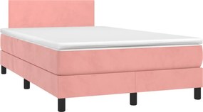 vidaXL rózsaszín bársony rugós ágy matraccal 120 x 190 cm