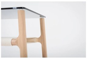 Fawn kisasztal tömör tölgyfa szerkezettel és szürke asztallappal - Gazzda