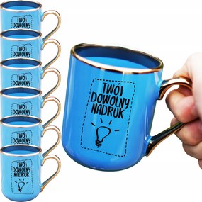 6 Db-os Kék-arany Bögre Szett 330ML-ES Nyomattal