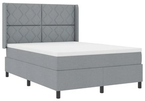 Boxspring Ágy Matracra &amp; LED Fénnyel Világosszürke 140x200 cm Szövet