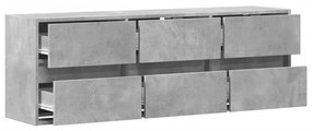 betonszürke falra szerelhető TV-szekrény LED-del 130x31x45 cm