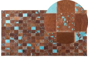 Barna és kék bőrszőnyeg 80 x 150 cm ALIAGA Beliani