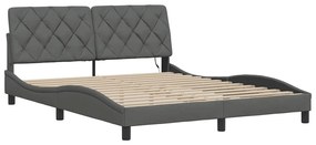 sötétszürke szövet ágykeret LED-es matrac nélkül 160 x 200 cm