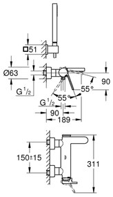 GROHE 33547003 - Kádcsaptelep PLUS fényes króm