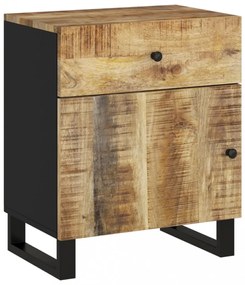 tömör mangófa és szerelt fa éjjeliszekrény 55 x 33 x 60 cm