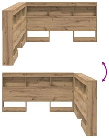 Tároló fejtámla polcokkal kézműves tölgy 150 cm Faanyag