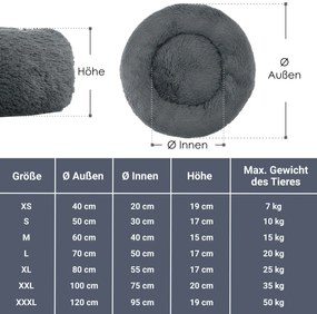 Kutyafekhely Monty kerek 100 cm sötétszürke