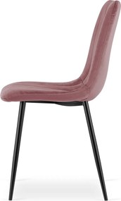 Rózsaszín étkezőszék LAVA bársony fekete lábakkal