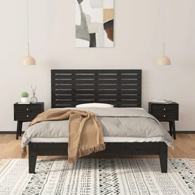 fekete tömör fenyőfa fali fejtámla 126 x 3 x 63 cm
