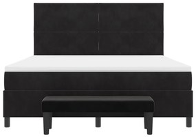 Boxspring Ágy Matrac és Pad Fekete 180x200 cm Velúr