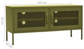 olívazöld acél TV-szekrény 105 x 35 x 50 cm