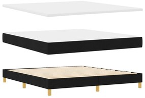 Box Spring Ágy Matrac &amp; LED Fekete 180x200 cm Szövet