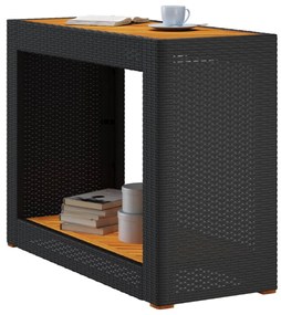 fekete polyrattan falapos kerti asztal 100x40x75 cm