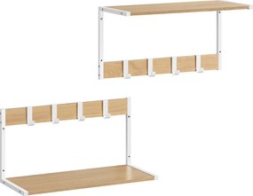 Lebegő polcok, falra szerelhető akasztós polcok, tölgy fehér