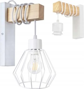 Fali lámpa fa Led túlnyúlás kábel lámpabúra 1xE27 Loft fehér