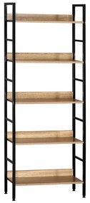 Intenso Home 5 szintes nyitott könyvespolc 60 x 160cm (Sonoma tölgy) | Univerzális tároló állvány fém lábakkal