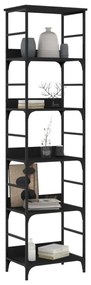 fekete szerelt fa könyvespolc 50 x 33 x 188,5 cm