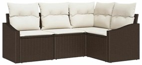 vidaXL Kanapé Szett párnával 4 pcs Barna polirattan