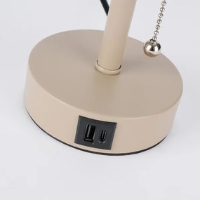 BRILAGI - Asztali lámpa USB-porttal TABLON 1xE27/25W/230V bézs