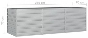 ezüstszínű horganyzott acél kerti magaságyás 240 x 80 x 77 cm