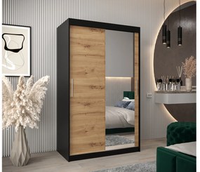 Ruhásszekrény 120 cm Toki 2 (matt fekete + artisan tölgy). 1064977