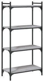 4 szintes szürke sonoma szerelt fa könyvespolc 60 x 30 x 120 cm